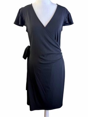 Ann Taylor Wrap Little Black Dress Size 6